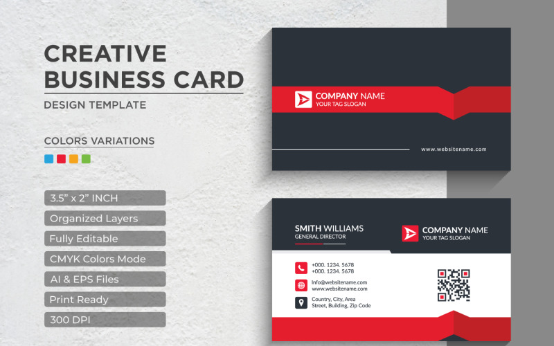 Modern, Creative and Clean Business Card Vector Design Template 45