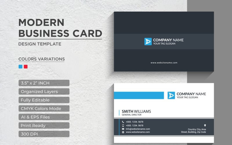 Простые профессиональные визитные карточки - Шаблон фирменного стиля V.05