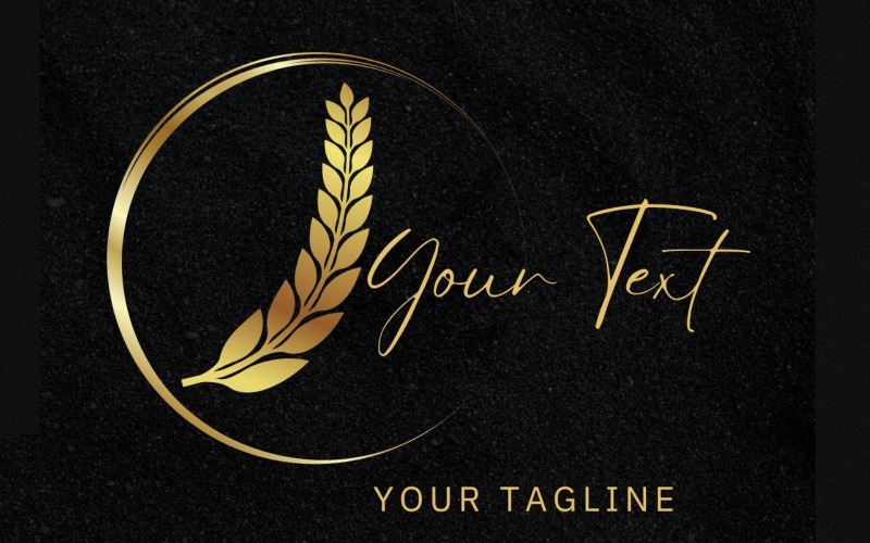 Logo feuille d'or pour les bijoux, la beauté et la mode