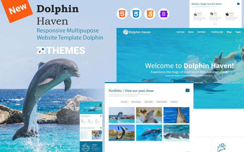 DolphinHaven - Modello di sito web per animali e animali domestici