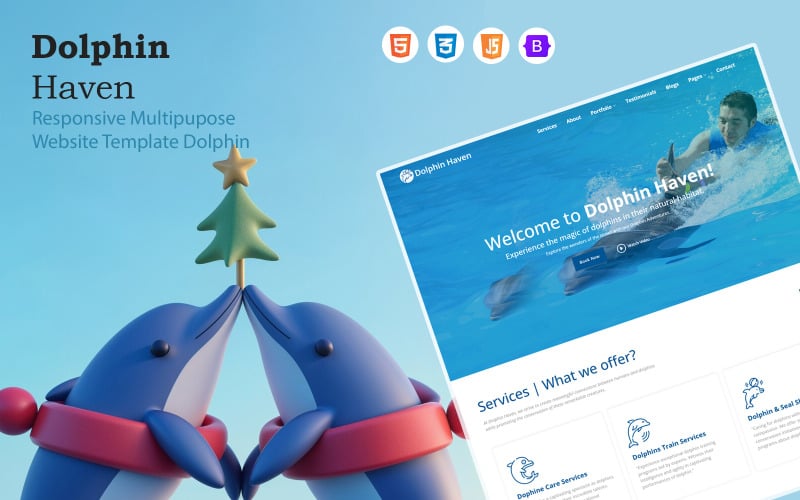 DolphinHaven - Modello di sito web per animali e animali domestici