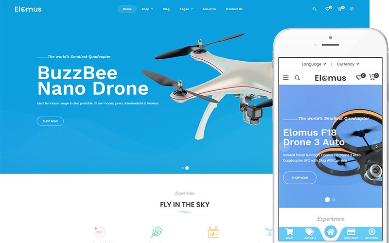 Elomus — motyw dla drona, sklep z quadkopterami Motyw WooCommerce