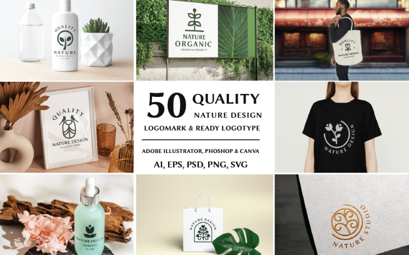 Kit de criação de logotipo de marca elegante da Quality Nature