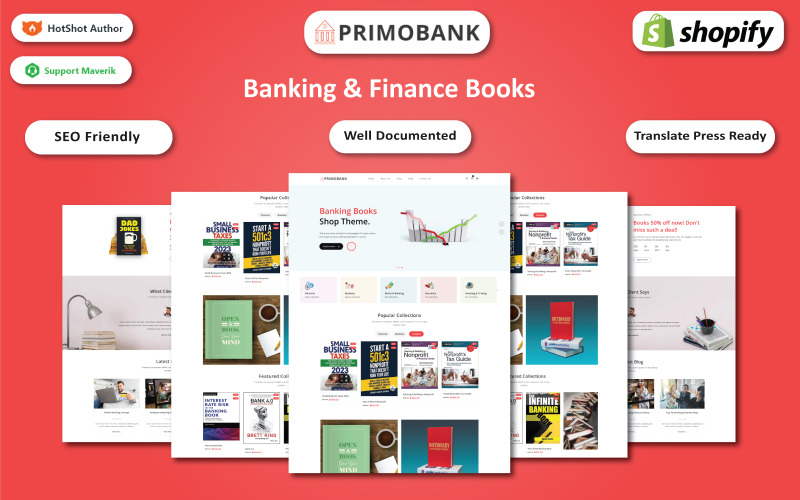 Primo Bank - Tema de Shopify para librería de banca y finanzas