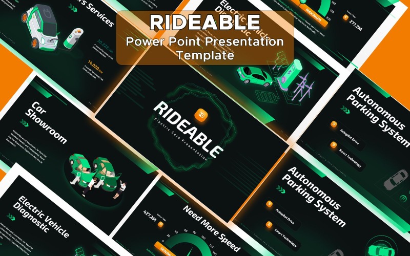 Rideable - Electric Cars Шаблон презентації PowerPoint