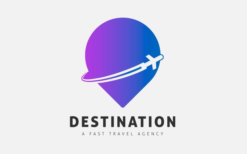 Gradyan Renkli Seyahat Logo Tasarım Şablonu. Konum Ve Uçuş Kavramları. Seyahat Acenteleri