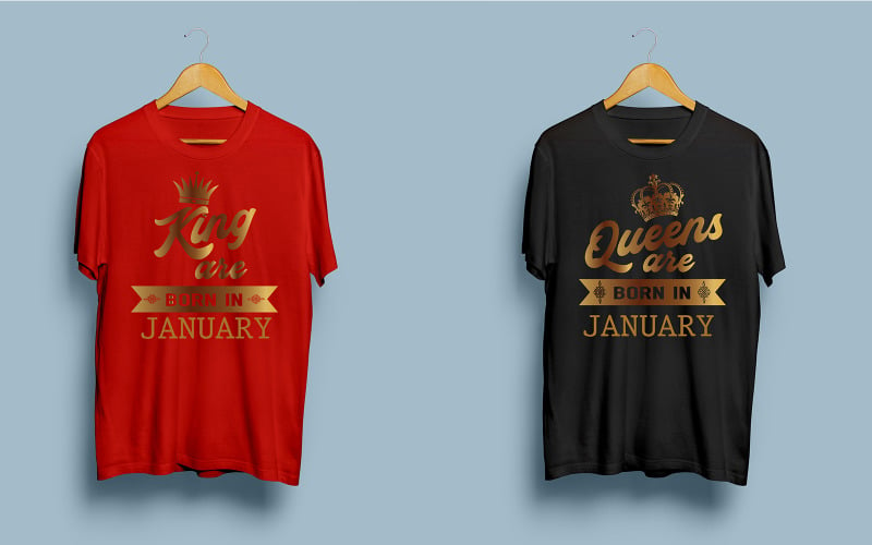 King & Queens T-shirt (månadsnamn kan redigeras)