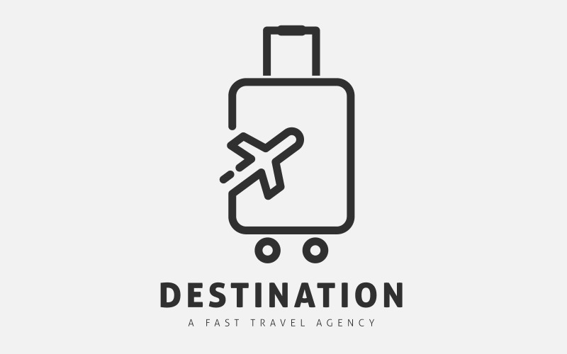 旅行标志设计模板。行李和飞机的概念。
