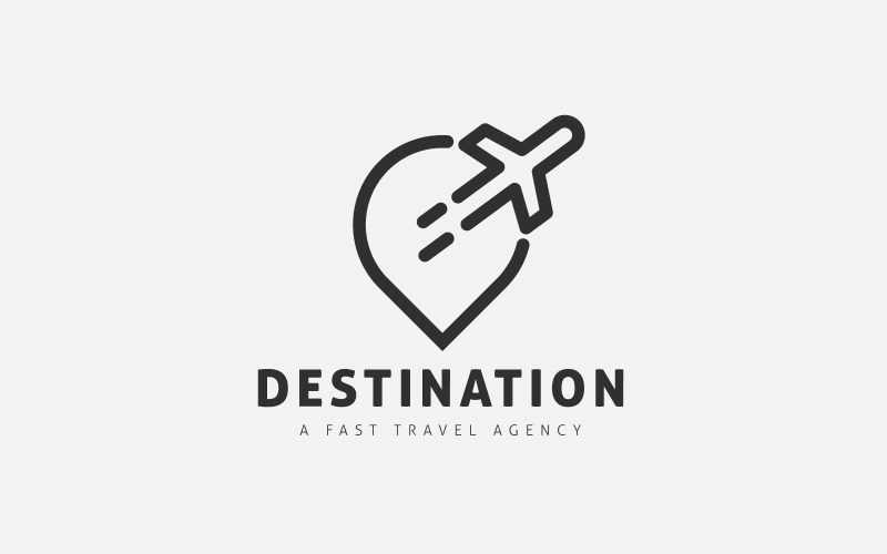 Modèle de conception de logo de voyage. Concepts de localisation et de vol