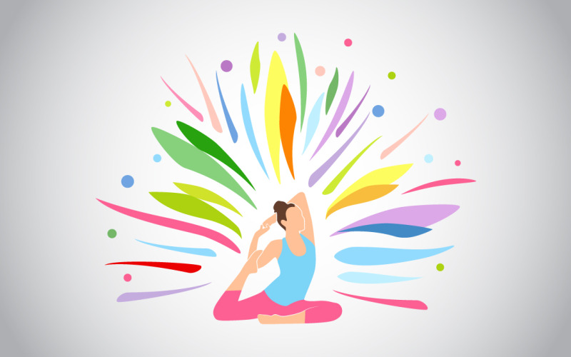 Modello di t-shirt per ragazza di yoga colorato