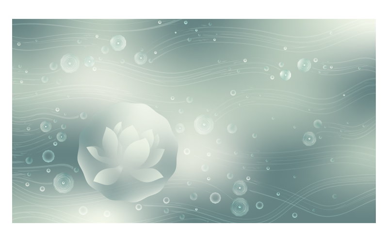 Imagen de fondo de esquema de color verde 14400x8100px con loto y burbujas