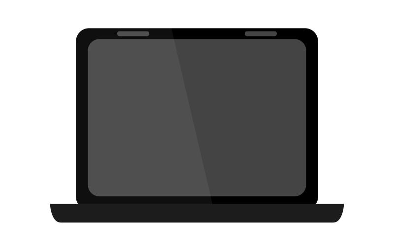 Laptop illustrato e colorato in vettoriale su sfondo bianco