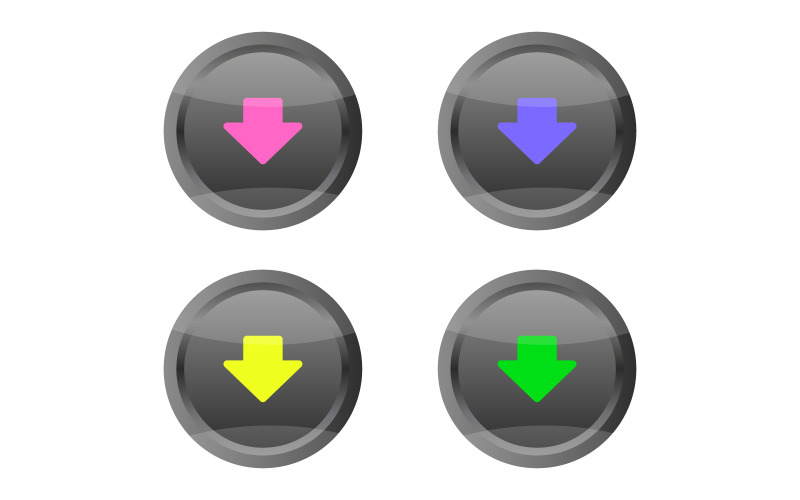 Кнопка Завантажити зображена та кольорова на білому тлі