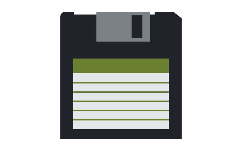 Fehér alapon illusztrált floppy