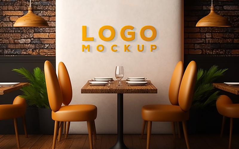 Makieta logo | Śpiewaj makieta logo | Makieta luksusowej restauracji | Ceglany Mur Tło