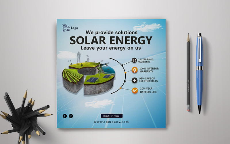 Šablona letáku Renewable Solar Square – jiné