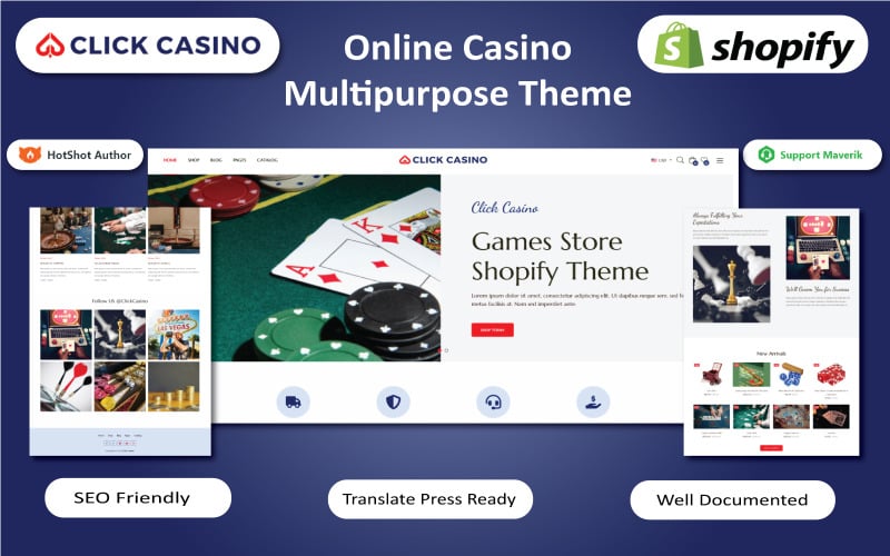Click Casino - Tema multipropósito de Shopify para casino en línea