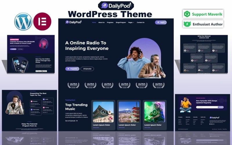 DailyPod - Radio & Podcast Station WordPress Template