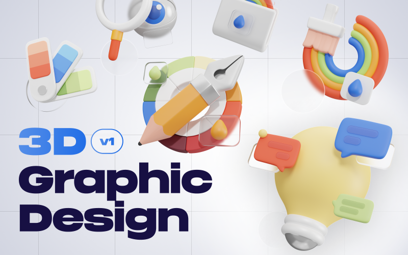 Grafik - Grafikdesign-Tools 3D-Icon-Set