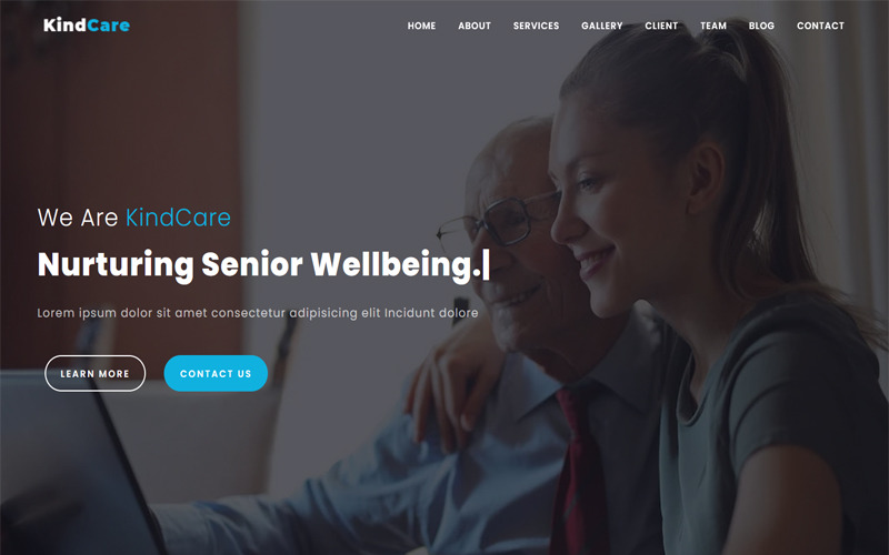 KindCare - Šablona HTML vstupní stránky domovské stránky péče o seniory
