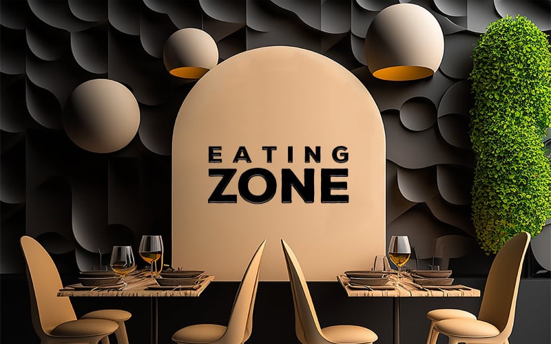Maqueta de zona para comer | Maqueta de logotipo de Sing | Maqueta de logotipo de canto de restaurante,