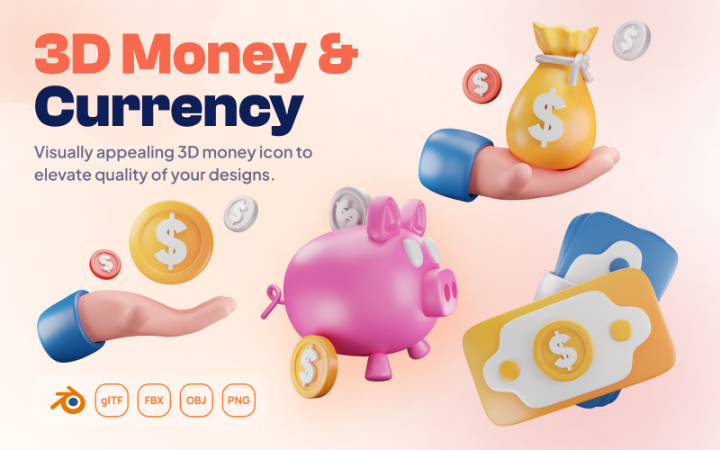 Mony - Peníze & Měna 3D Icon Set