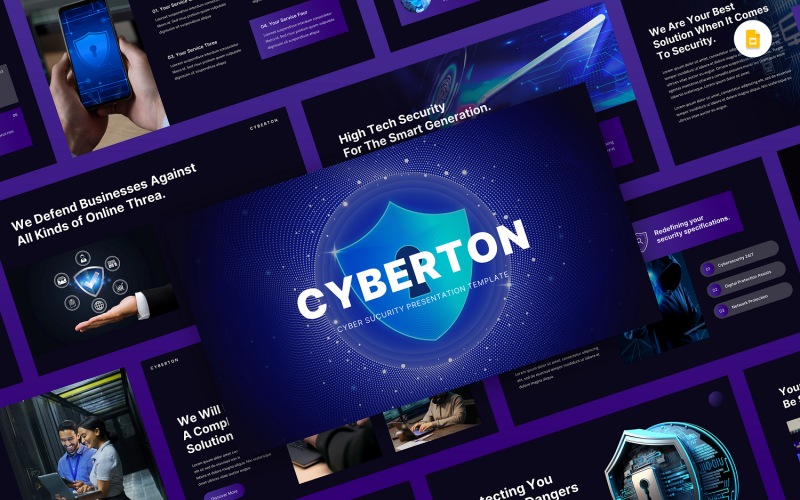 Cyberton — szablon prezentacji Google dotyczący bezpieczeństwa cybernetycznego