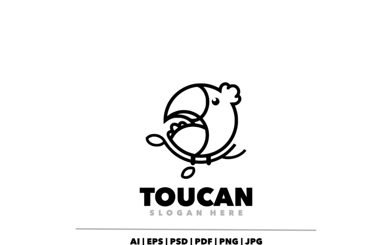 Logo de conception de contour toucan simple