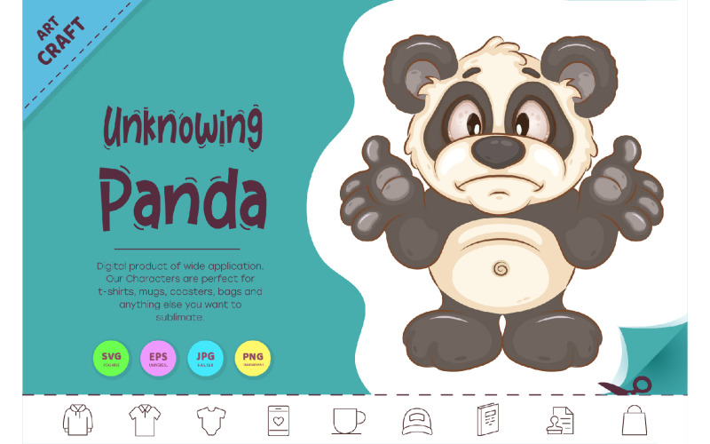 Panda del fumetto inconsapevole. Arte animale.