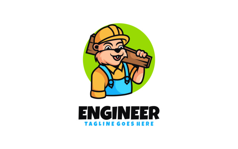 Logo de dessin animé de mascotte d'ingénieur 1