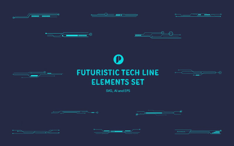 Futuristische Tech Line Elementen Set