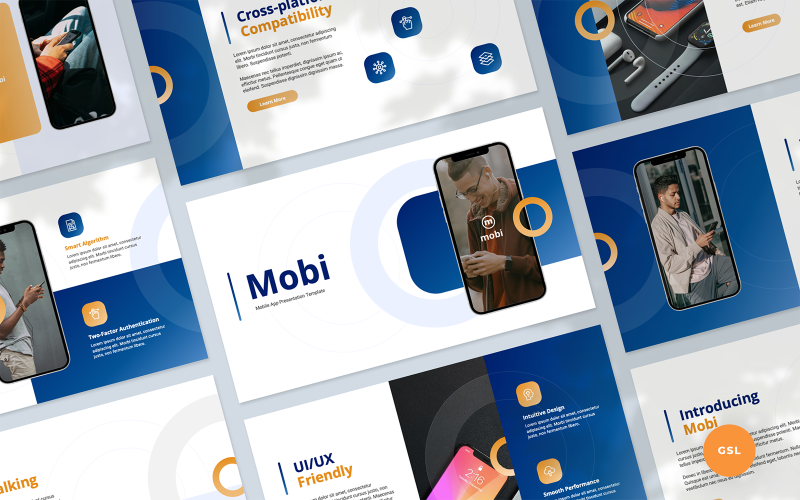 Mobi - Presentation av mobilappar Google Slides Mall