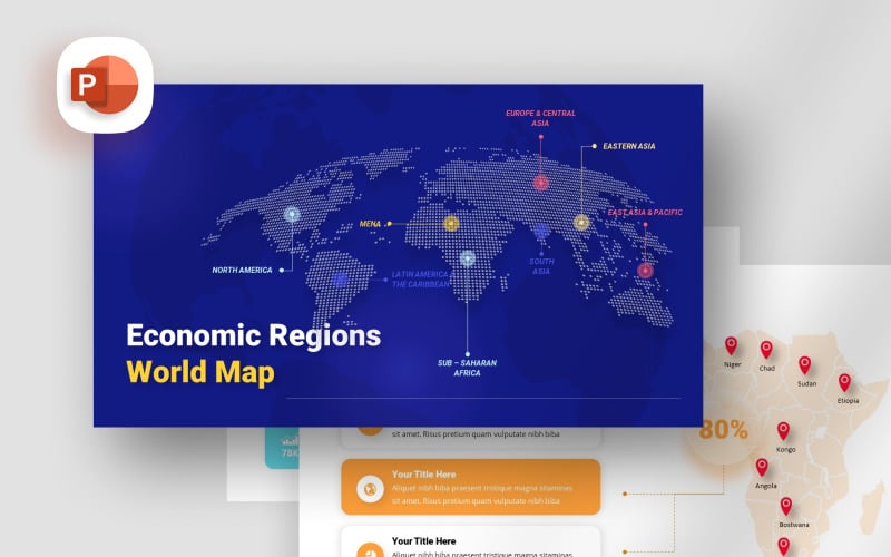 Präsentationsvorlage für die Weltkarte der Wirtschaftsregionen