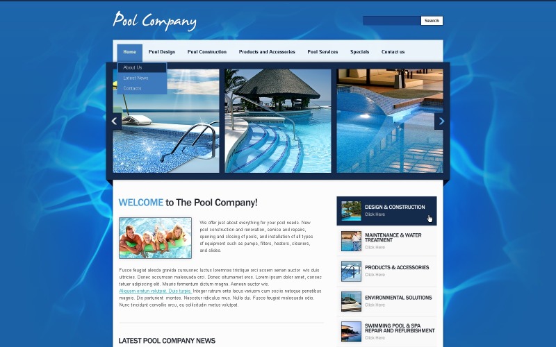 Swimming Pool Website Template #34217