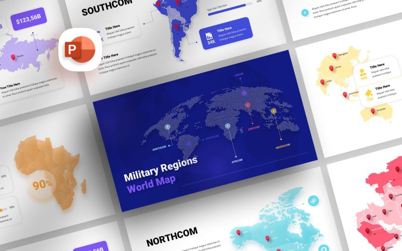 Military Regions World Map Presentation Template
