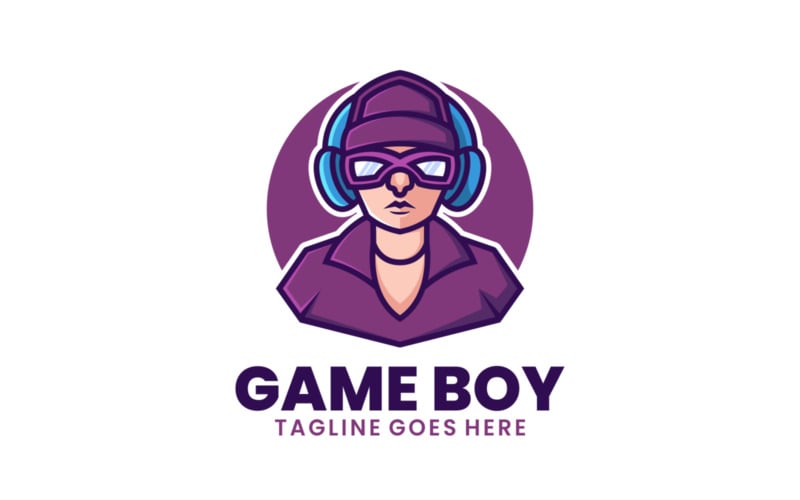 Logo de dessin animé de mascotte Game Boy