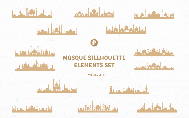 Mosque Silhouette Elements Set