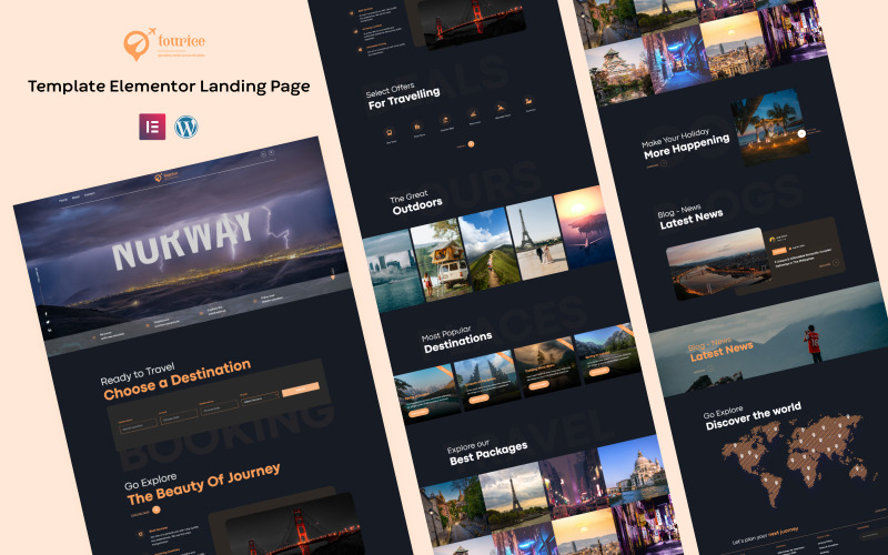 Tourice - 旅游和旅行 elementor 登陆页面