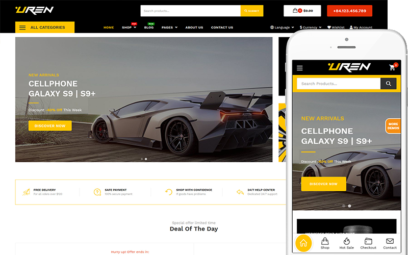 Uren - Téma obchodu s autodoplňky Téma WooCommerce