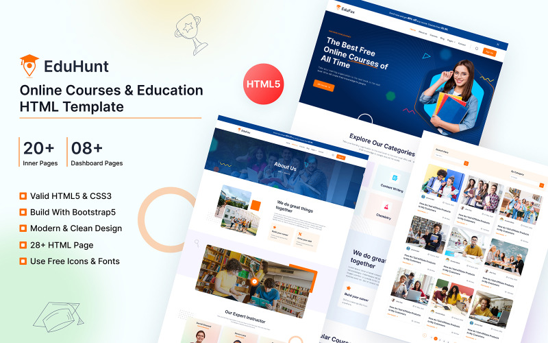 EduHunt - Online Courses & Education HTML Template