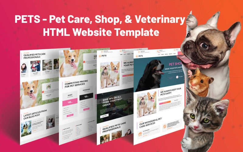 PETS – HTML-шаблон для догляду за тваринами, магазинів і ветеринарії