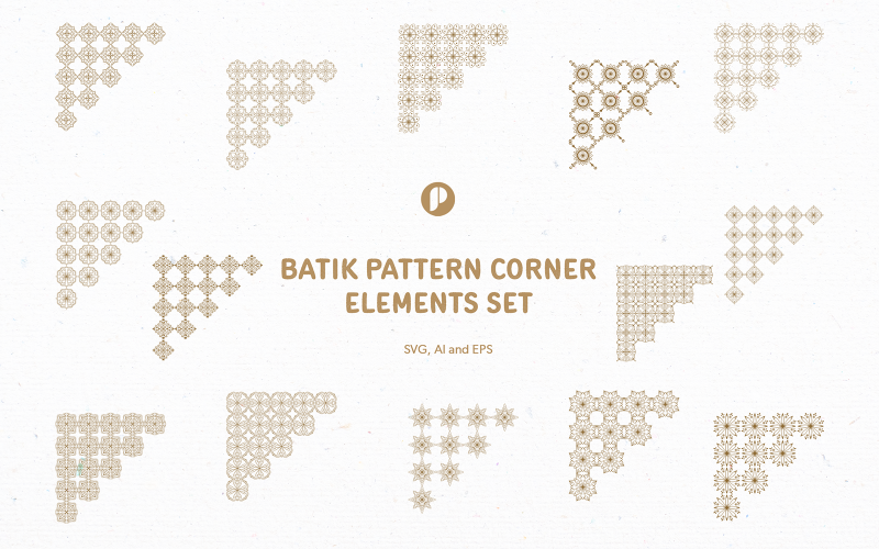 Batik mönster hörn element set