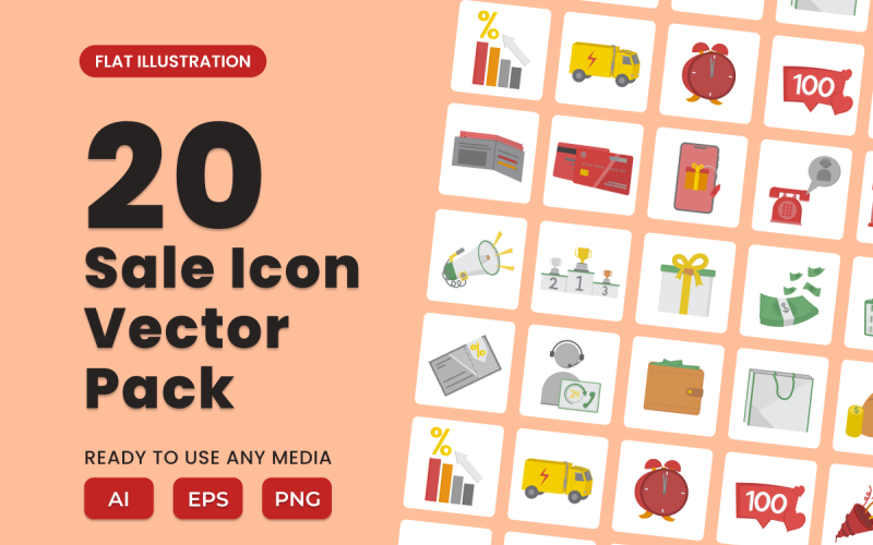Conjunto de ilustración de iconos 2D de venta Vol 2