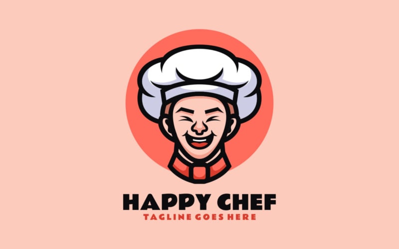 Gelukkig chef-kok mascotte cartoon-logo