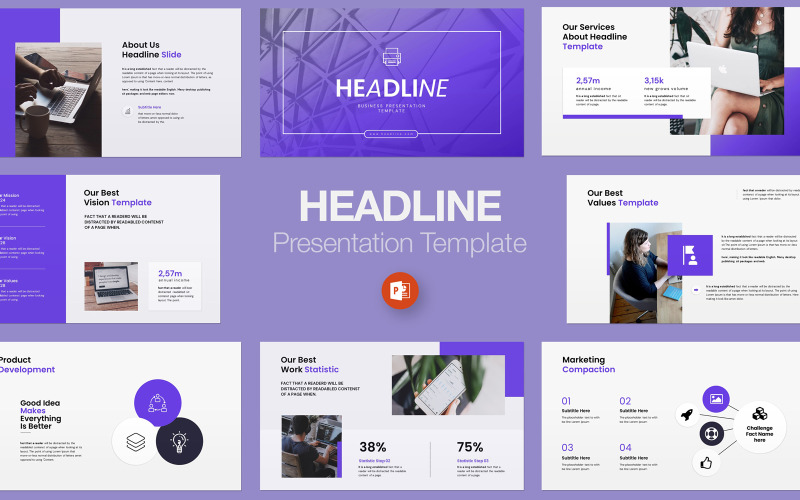 Headline PowerPoint presentation template - TemplateMonster