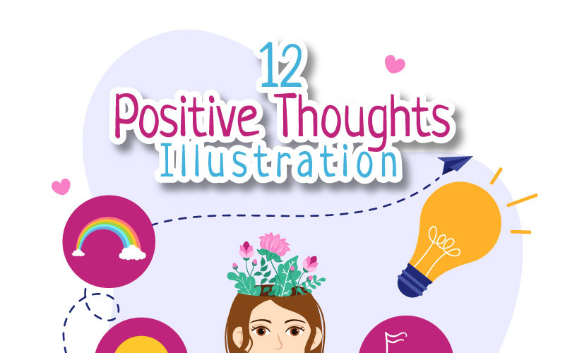 12 ilustração vetorial de pensamentos positivos