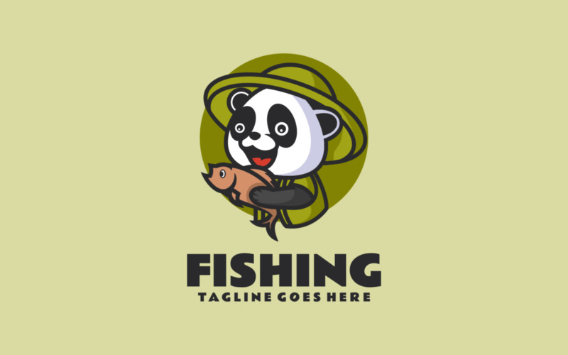 Logotipo de dibujos animados de mascota de pesca