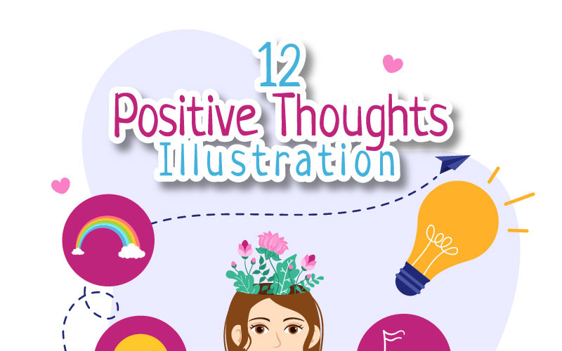 12 pozitív gondolat vektoros illusztráció