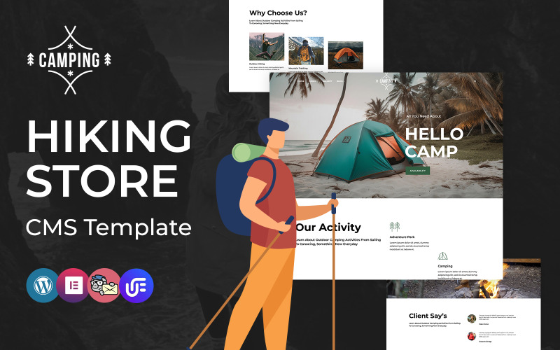 Kamp - yürüyüş, kamp ve macera WordPress Elementor CMS Şablonu