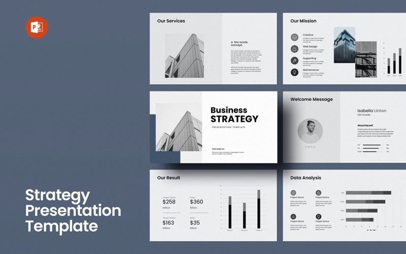 Modello di layout di presentazione della strategia aziendale